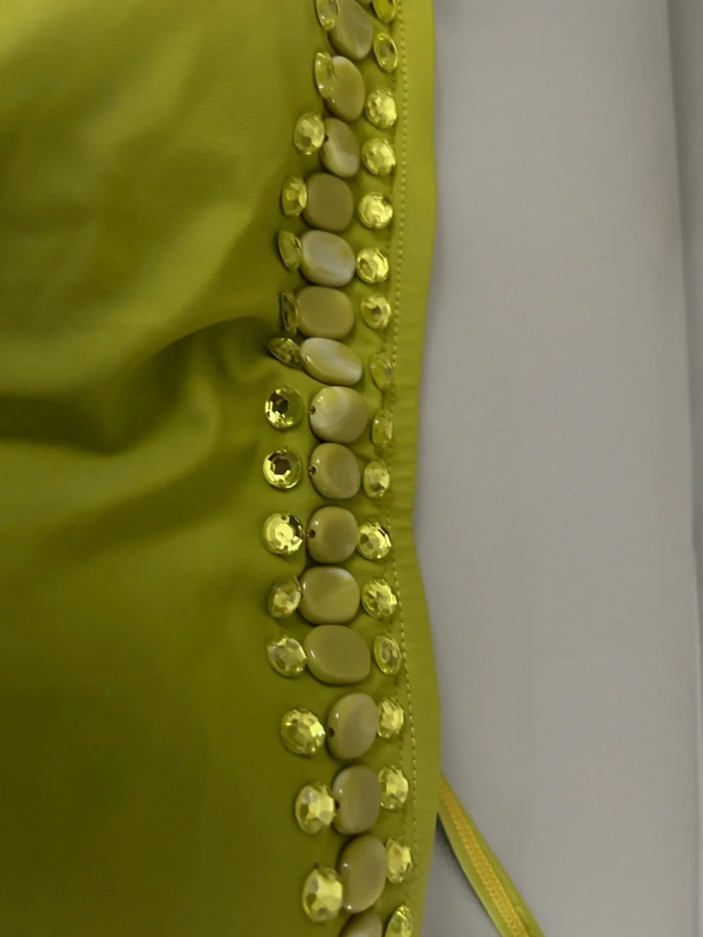 Newport News NWT Chartreuse Two-Piece Swim Set with Embellished Top - Picture 3 of 7